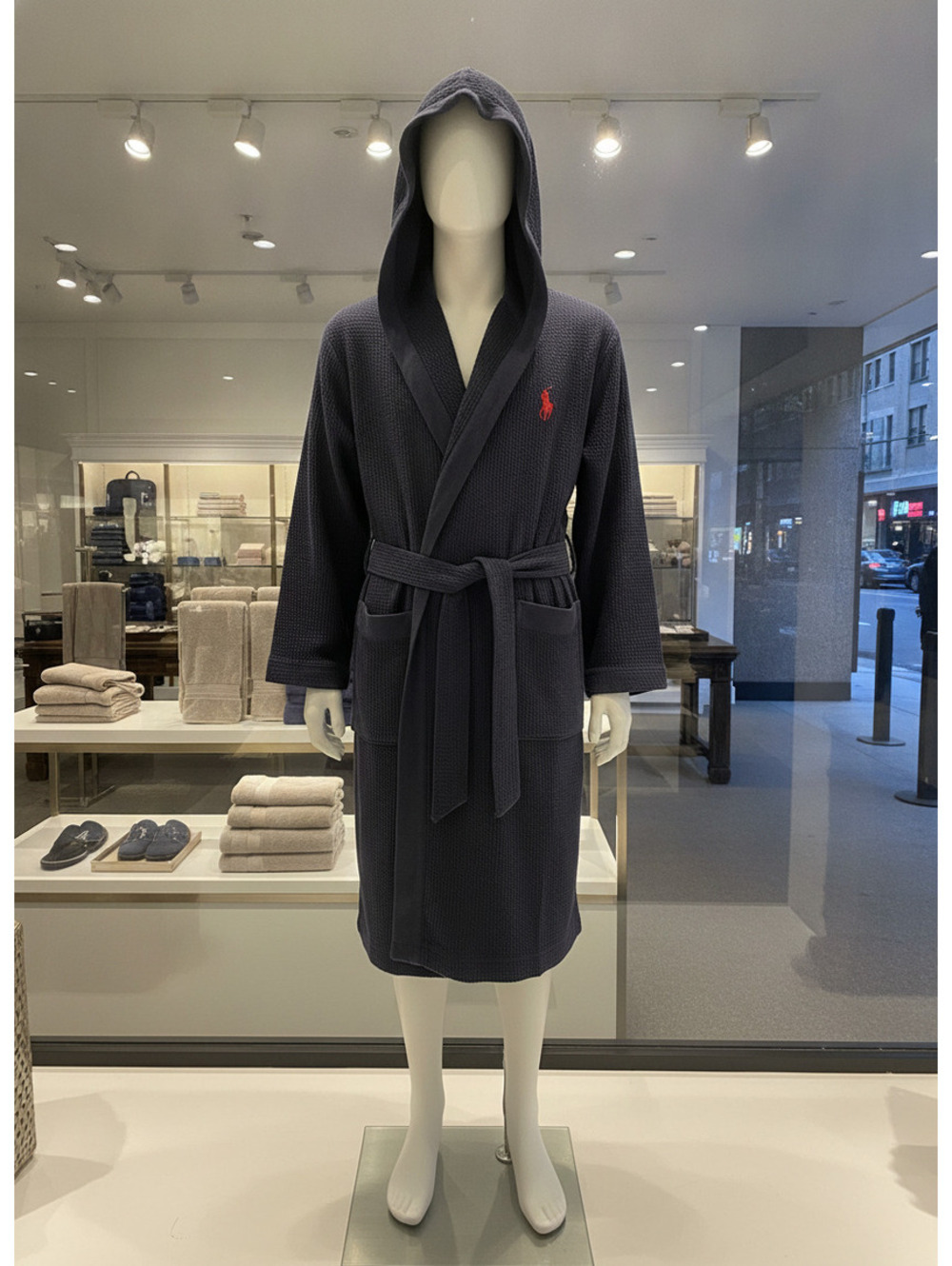 Polo Ralph Lauren Navy Hooded Cotton-Polyester Sleepwear Rob